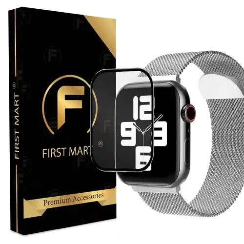 FIRST MART Premium Tempered Glass for Apple Watch Series 9 / Series 8 / Series 7, 41 mm with Edge to Edge Coverage and Easy Installation Kit, Pack of 1