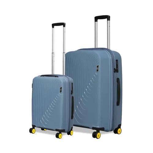 EUME Wanderer Cabin 55 Cm And Check-In Large 76 Cm Luggage Trolley Bags For Travel |Polypropylene (Pp) 8 Silentrun Wheels Suitcase - Set Of 2 ( Ice Blue)