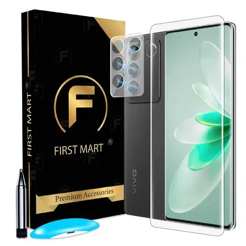 FIRST MART Tempered Glass and Crystal Clear Camera Lens for Vivo V27 5G with Edge to Edge Full Screen Coverage and Easy UV Glue Installation Kit