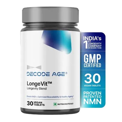 DECODE AGE LongeVit Supplement | Graceful Ageing | Boosts NAD+ | Energy Levels |Endurance| Overall Health | Recovery