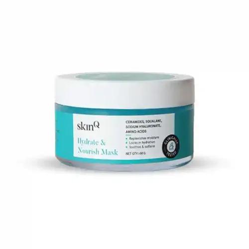 SkinQ Hydrate & Nourish Mask 60gm | Instant Nourishment in 20 Mins | Ceramides & Squalane | Hydrates Dry Dehydrated Skin & Improves Skin Health | Gel Based & AHA Based Face Mask | Women & Men