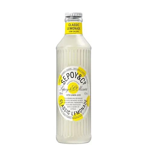 Sepoy & Co. Classic Lemonade (Pack of 12 X 200 ml) | Premium Margarita Mixer | Low Calorie | Aerated Flavored Beverage | 100% Natural Ingredients