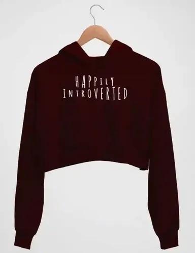 Happily Introverted - Women's crop hoodie