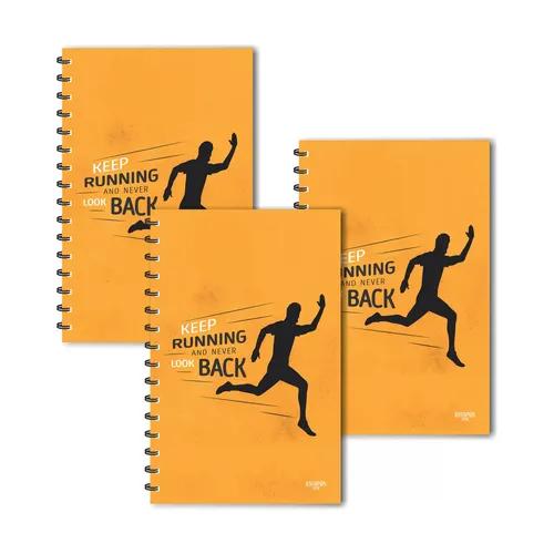 Keep Running & Never Look Back Design Ruled Diaries - Pack Of 3