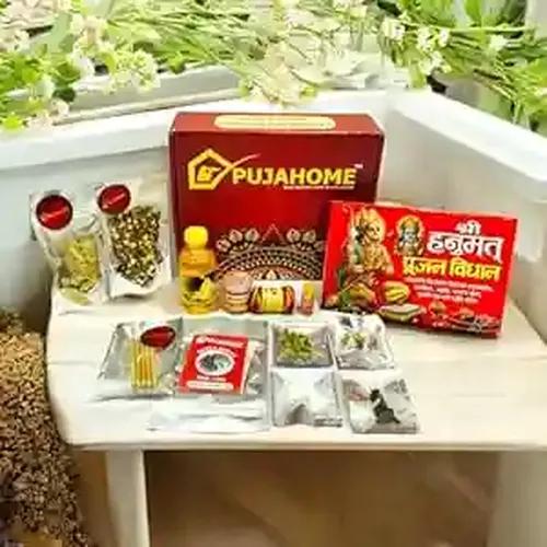 Pujahome Hanuman Chola Kit for Hanuman Puja Bajrang Bali Chola Complete Set Pack of 14 Items