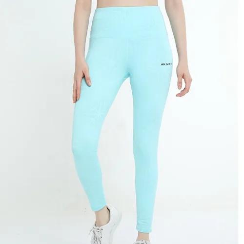 Women's Stretchable High Waisted Printed Leggings - Turquoise Blue