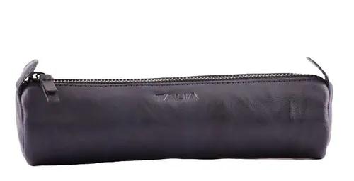 TALIA - Genuine Leather Round Longitudinal Leather Pen/Pencil Case