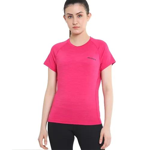 Women's Quick Dry Round Neck Gym T-Shirt - Magenta