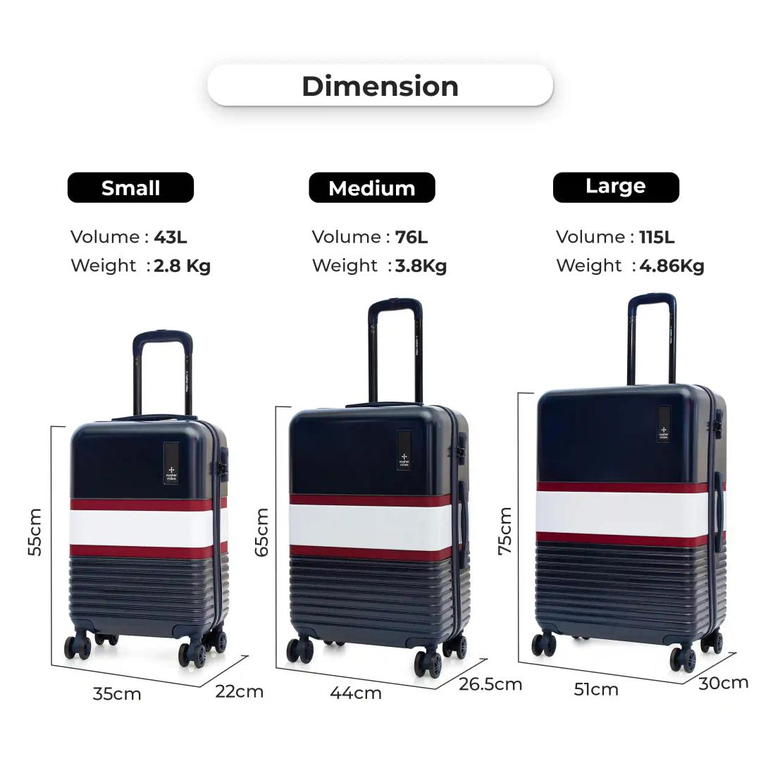 Nasher Miles Mexico Hard-Sided Polycarbonate Check-in Luggage Navy Blue and White 28 inch |75cm Trolley Bag Suitcase