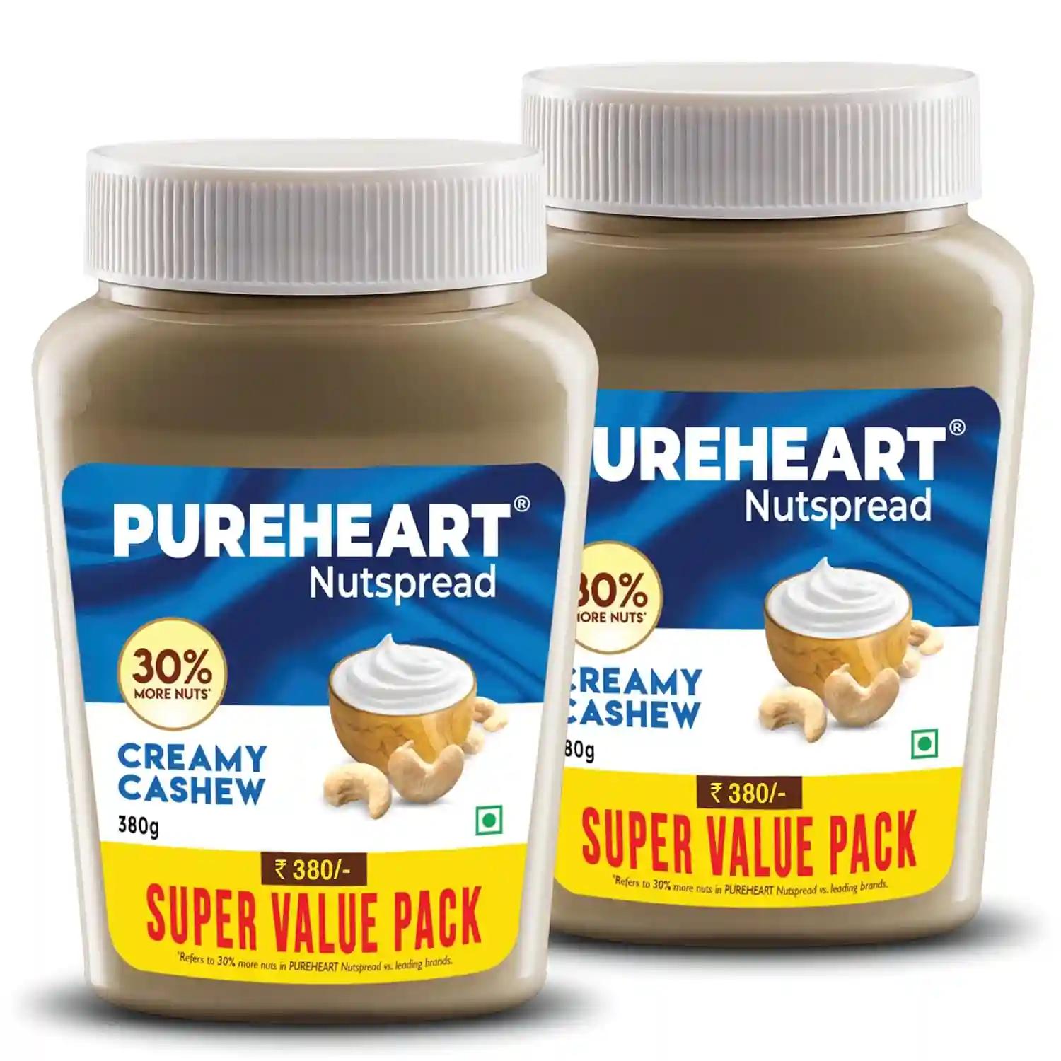 PUREHEART Nut Spread Creamy Cashew Nutty Spread for Breakfast, Delicious, Smooth & Creamy Snack