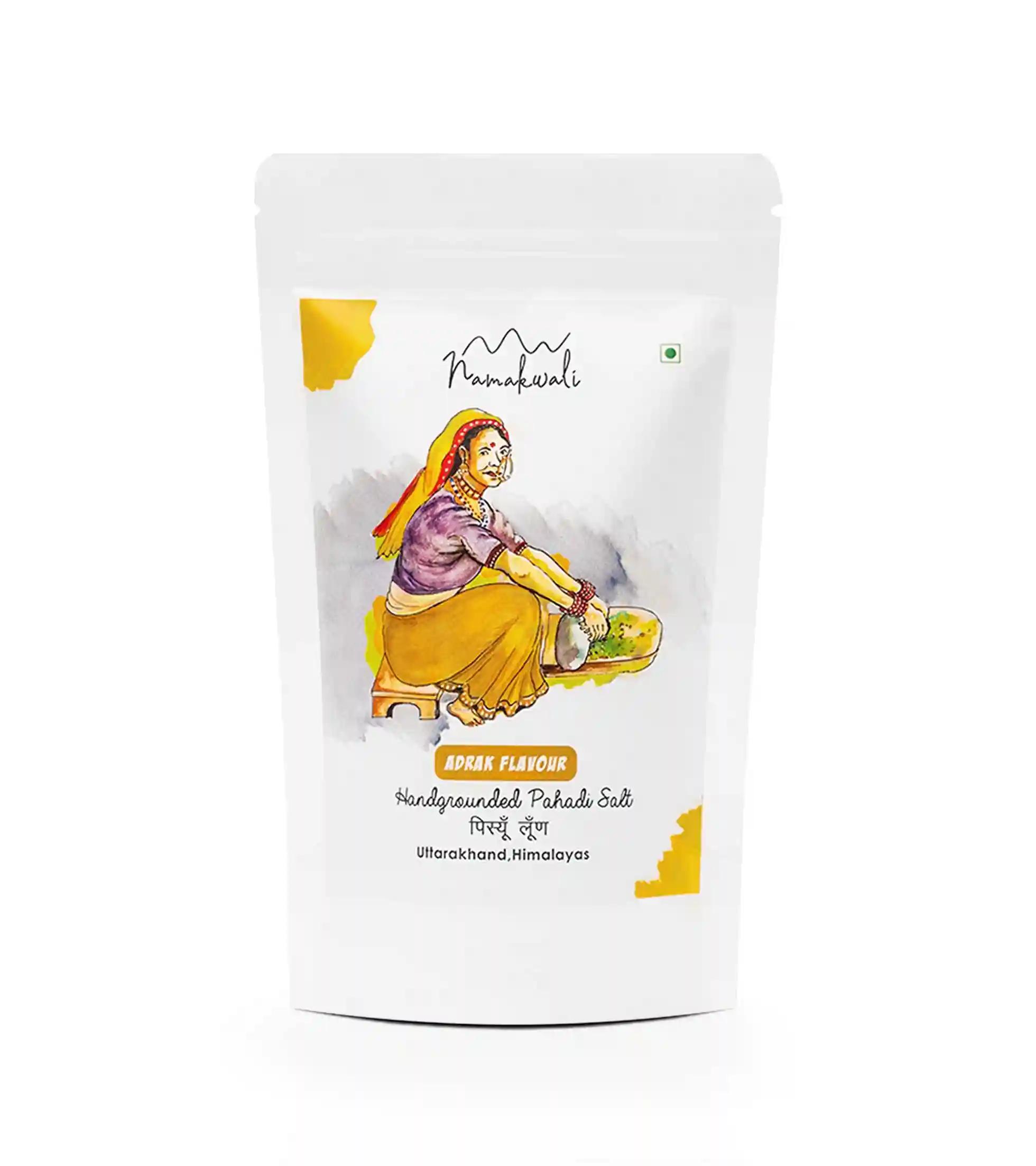 Namakwali Pahadi Flavoured Salt Hand Grounded On Silbatta (Adrak Flavour), 200gm | As Seen On SharkTank India S3