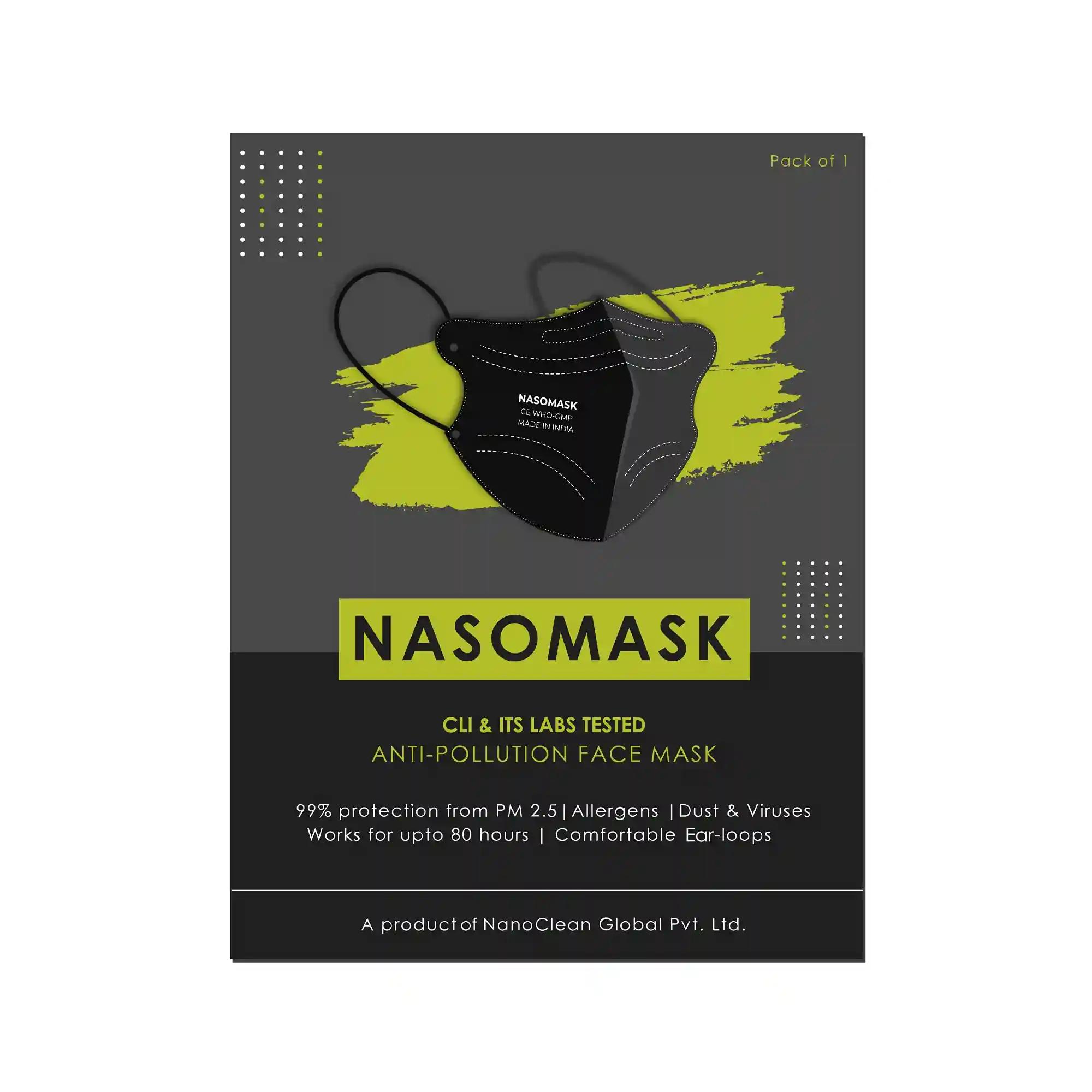 Nanoclean N95 Face Mask Black Earloop (Pack 3, Black)