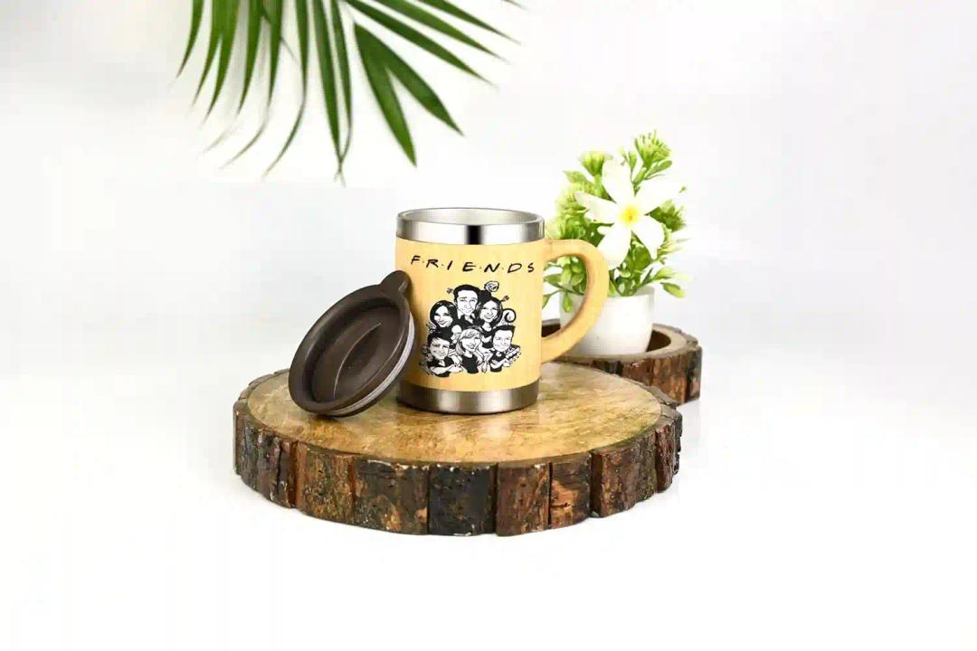 CORNER ART STORE Bamboo Stainless Steel Insulated Mug | Double-Wall Vacuum Insulated Travel Mug with Lid | Bamboo & Stainless Steel | Where Artisanal Craftsmanship | Sustainably Crafted for Hot & Cold Insulation | Leak-Proof & Sweat-Free | Designed for Effortless Everyday Use | Perfect for Home, Office, Travel & Thoughtful Gifting | 290 ML | Enchanted Friends Forever Collection | Eco-Friendly.