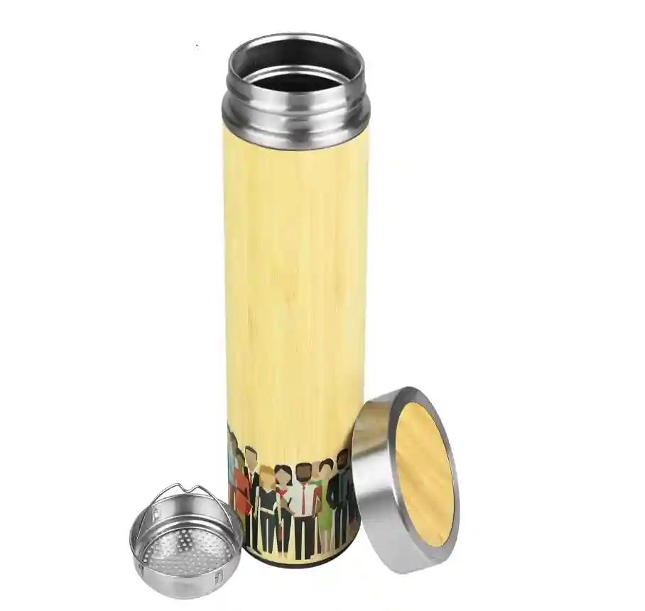 CORNER ART STORE Bamboo Stainless Steel Bamboo Bottle | Stainless Steel Grace Meets Artisanal Craftsmanship | Sustainably Designed with Hot & Cold Insulation | Leakproof, Strainer-Equipped for Effortless Use | Ideal for Home, Office, Gym, and Travel | A Thoughtful Companion for Adults & Kids | 450 ML | Enchanted Ubuntu Collection | Eco-Friendly