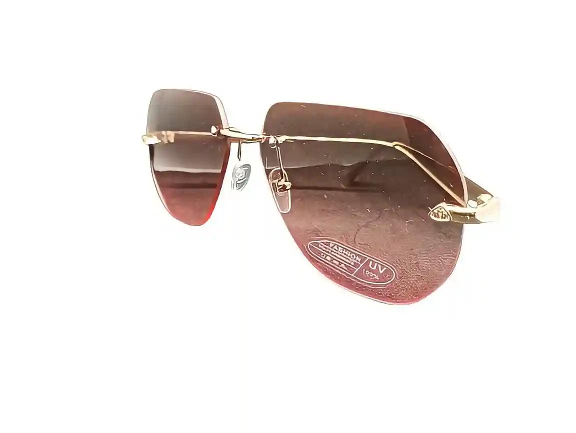 MDG STAR Brown Rimless Aviator Oversized classic Sunglasses for Women