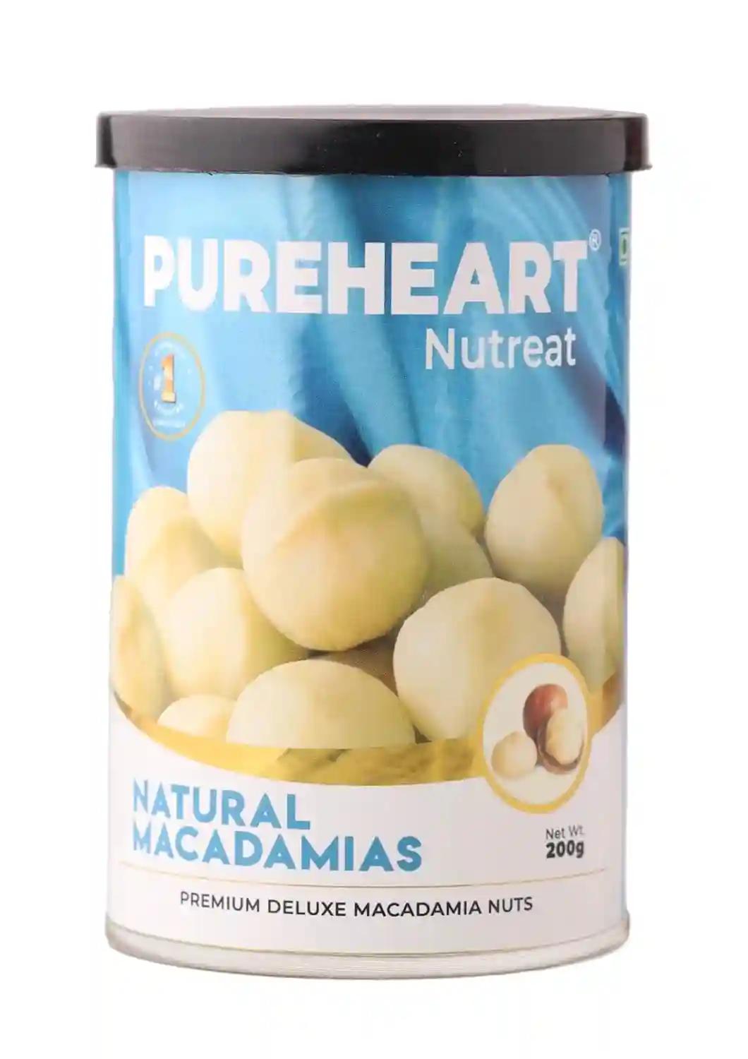 PUREHEART Macadamia Premium Australian Macadamia Nuts, Rich In Antioxidants - Whole, Exotic, And Crunchy Dry Fruits, Ideal Snacks, No Additives - Reusable Jar