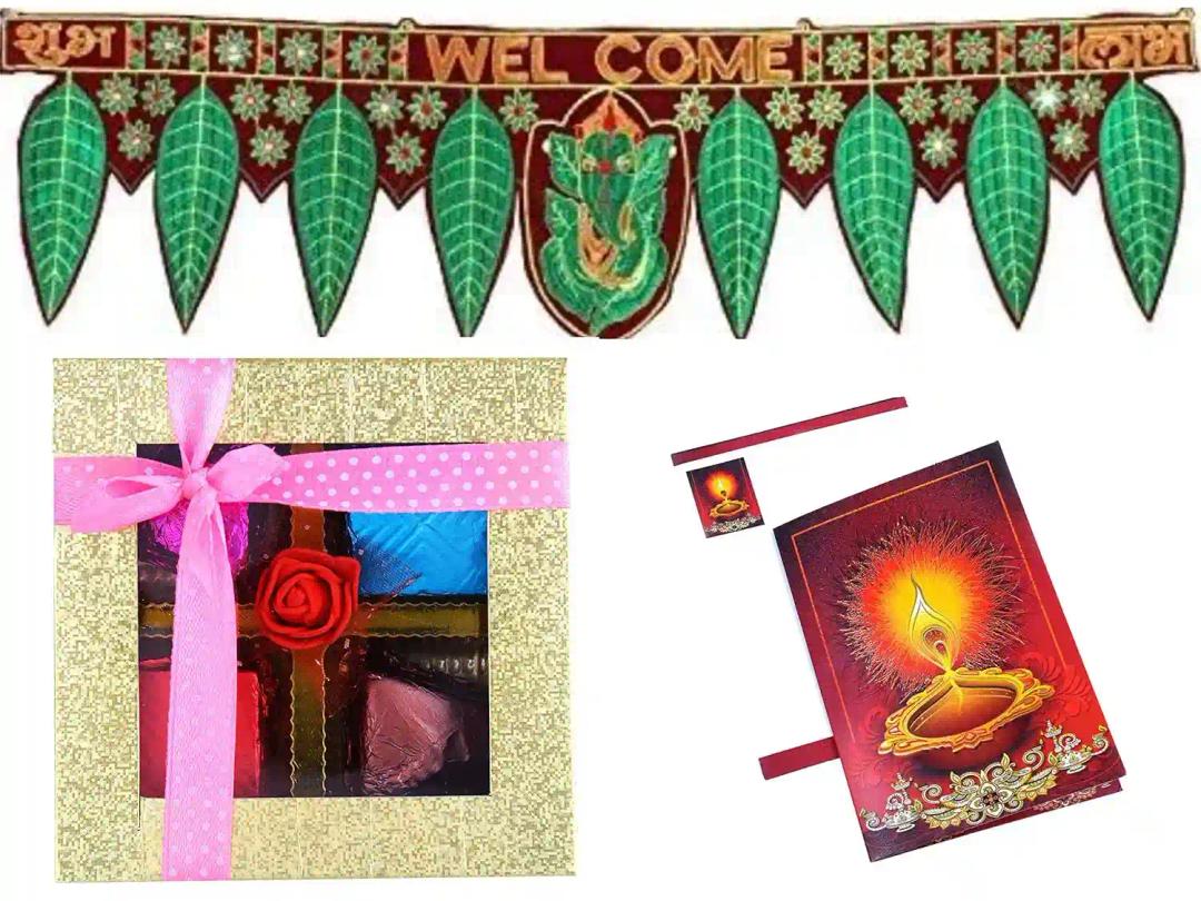 MANTOUSS Diwali Chocolate Gift Pack-Handmade choocolate Box+Beautiful Toran+Diwali Card