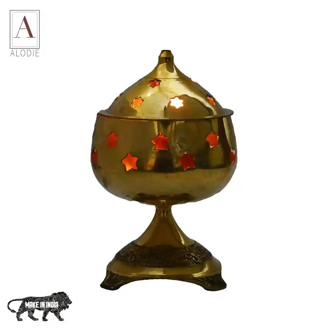 ALODIE- Akhand Deepak with Brass Cover/Designer Diya with Star Design