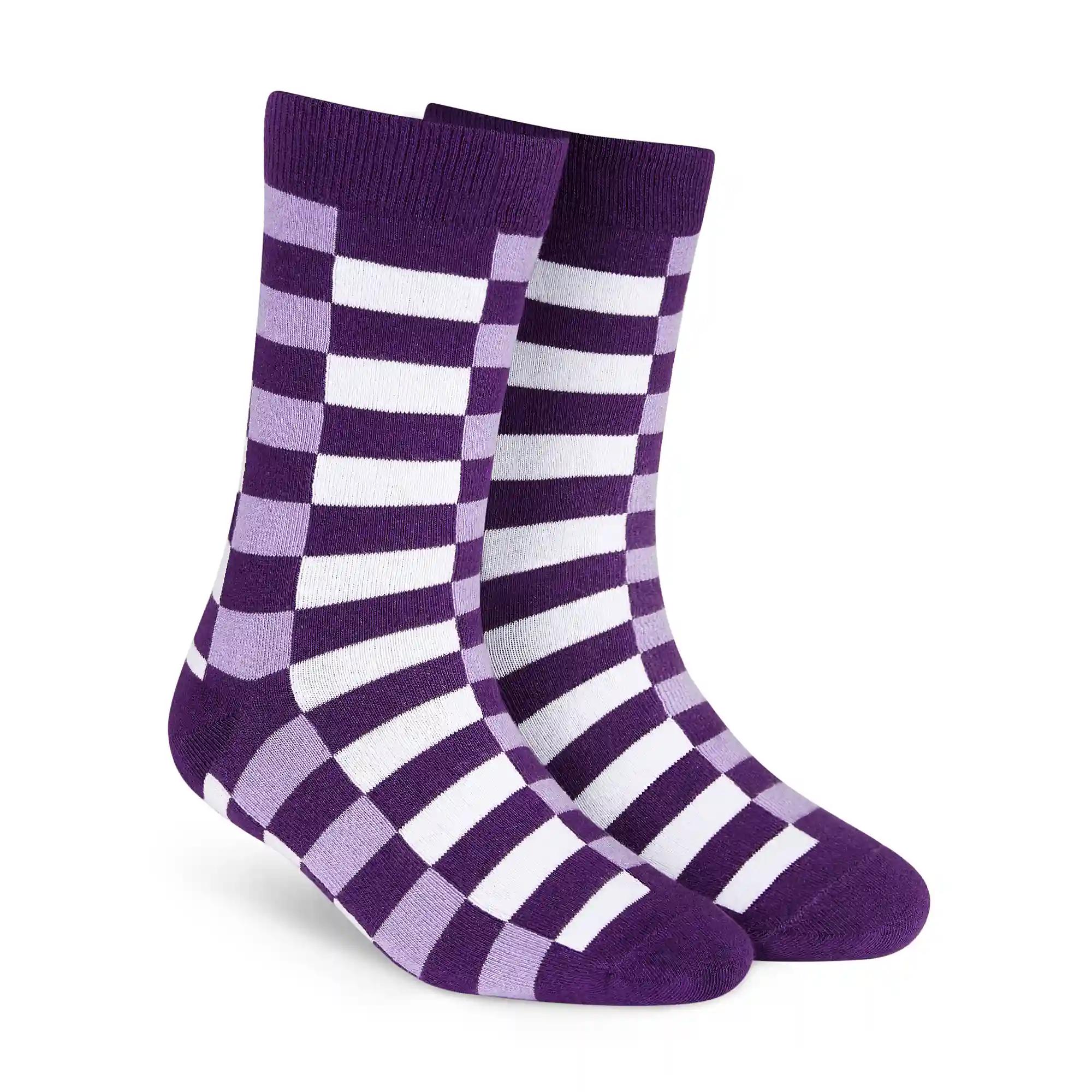 DYNAMOCKS Men's and Women's Combed Cotton Designer Crew Length Socks (Pack of 1) (Multicolour, Free Size)-Crew_Sublime_2.0_Purple