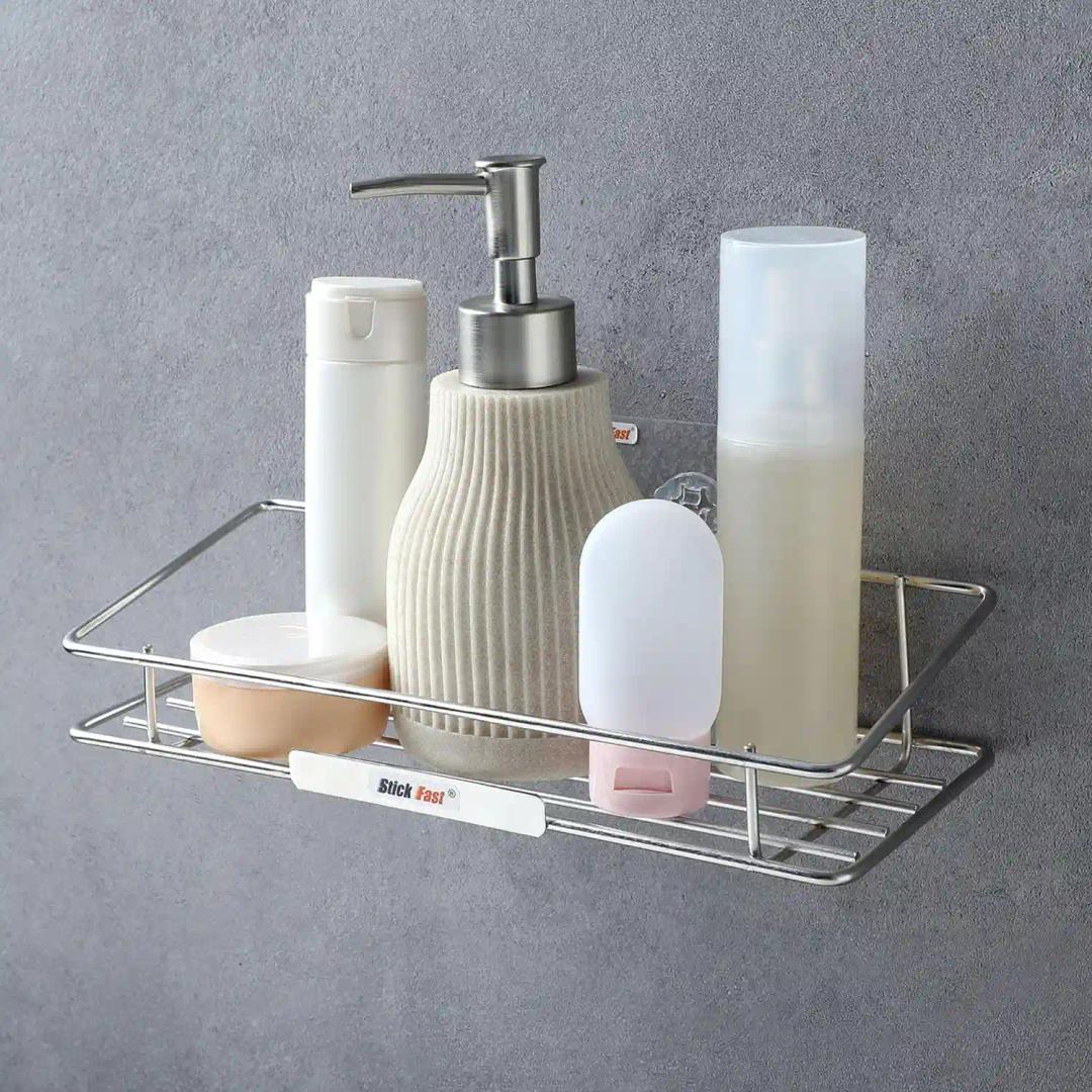 SF - Stick Fast Stainless Steel Self-Adhesive Miniclassy Bathroom Shelf With 3M Sticker For Wall Mount Multipurpose Kitchen & Bathroom Storage Organizer Tray Rack (Sf-Miniclassy-Shelf)