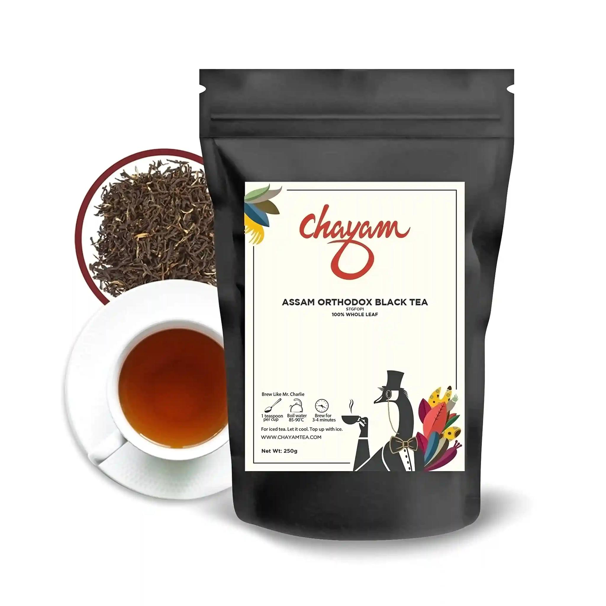 CHAYAM Assam Classic Black Tea | 250g, Pack of 1 | Golden Tips Orthodox Black Tea | Premium Whole Leaf Loose Tea | SFTGFOP1