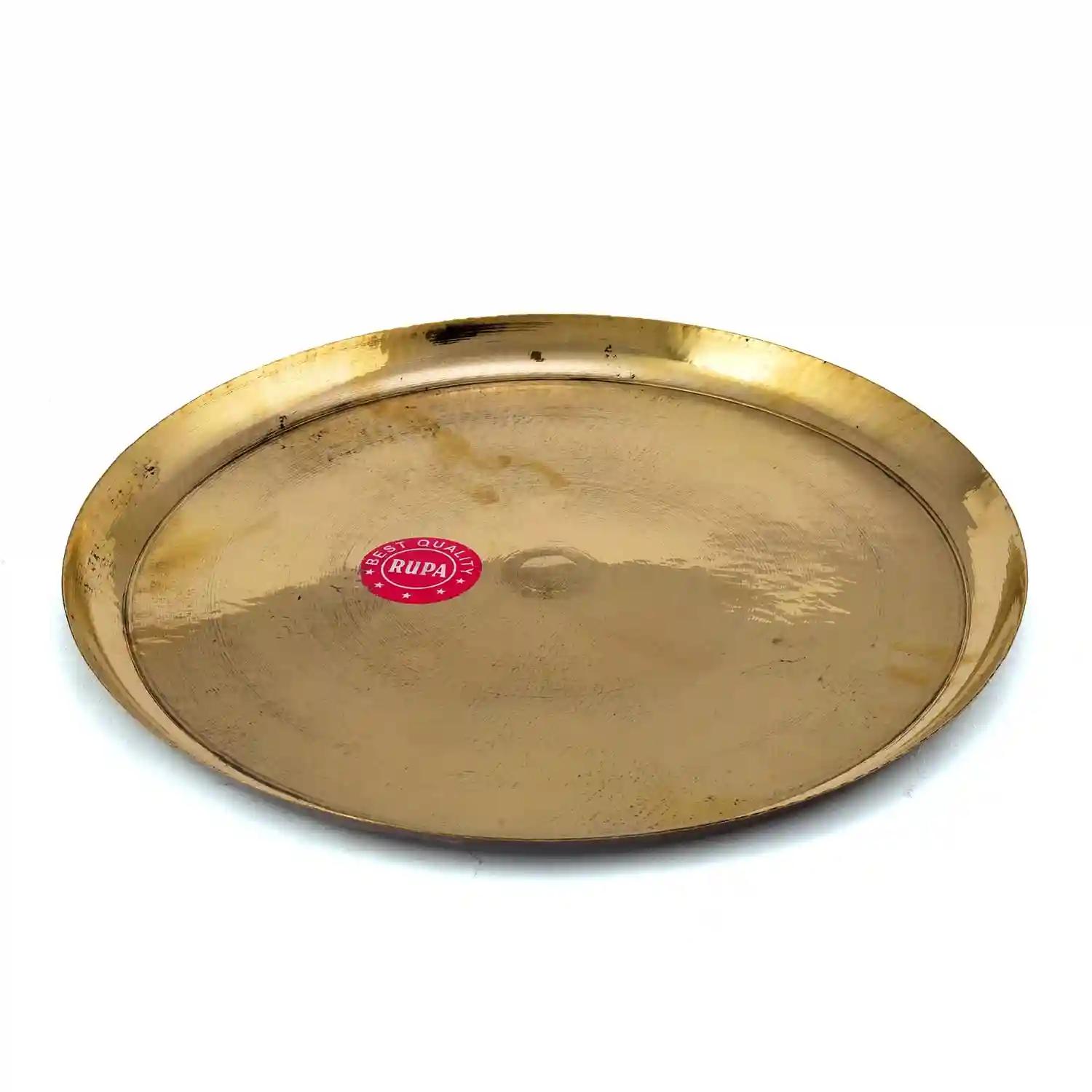 ALODIE- Brass Bhogi Thali- Pital ki Thali- Aarti Plate- Brass Puja Thali- Pital Plates for Pooja- Home and Kitchen