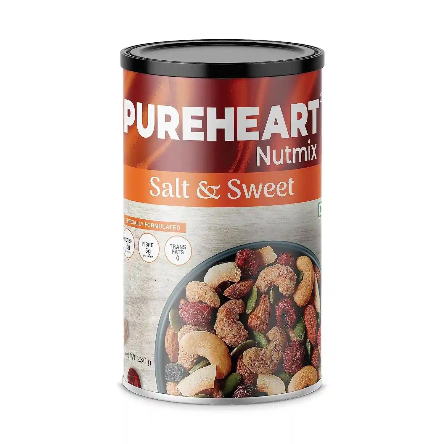 PUREHEART Nutmix Salt & Sweet Dry Fruits (230 gm) Premium Salted Mix Nuts (Cashews, Almonds, Raisins, Cranberries) Delicious & Crunchy Mixed Dry Fruits