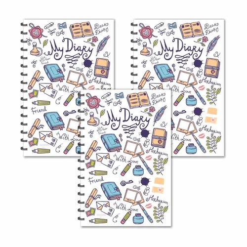 My Ruled Diaries - Pack Of 3 White Doodle Ruled Diaries - Pack Of 3