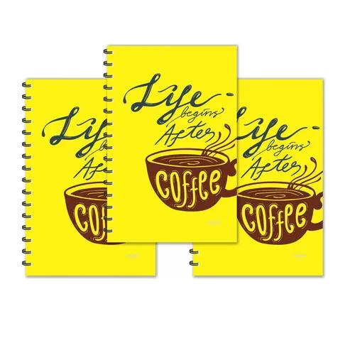 Life Begin After Coffee Designer Ruled Diaries - Pack Of 3