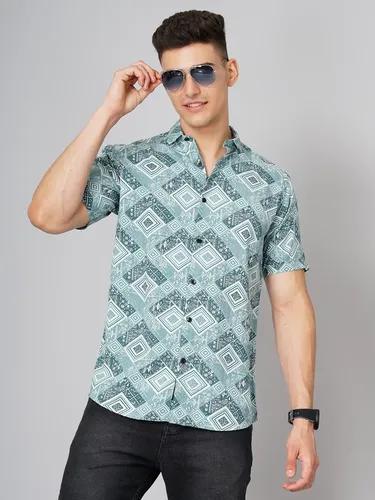 Green Rhombus Rayon Shirt