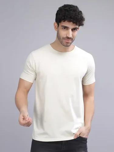 Cream Plain T-Shirt M