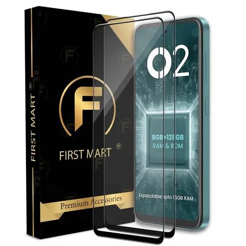 FIRST MART Premium Tempered Glass for LAVA O2 with Edge to Edge Coverage and Easy Installation Kit, Pack of 2