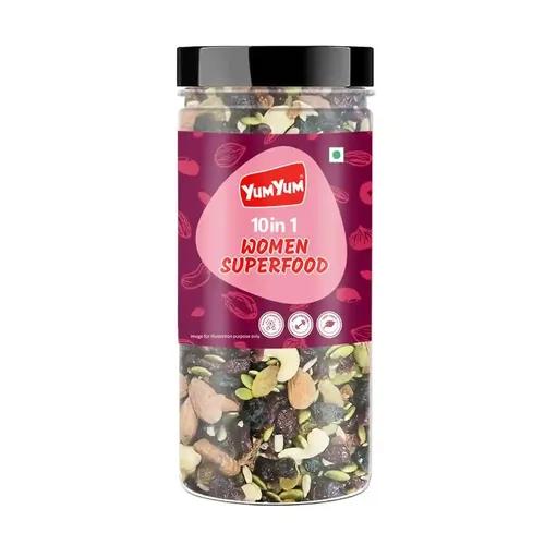 YUM YUM 10 in 1 Women Superfood 250g | Trail Mix | Dried Fruits, Nuts & Seeds | Rich in Antioxidant | High in Protein | Healthy Snacks for Moms | Ready to Eat