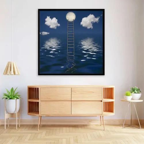 ArtzFolio Rising Ladder | Premium Canvas Painting for Bedroom & Living Room | Black Wood Frame | 16 x 16 inch (41 x 41 cms)