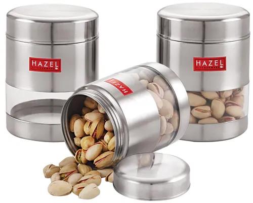 HAZEL Stainless Steel Airtight Container - 500 ml, 3 Pieces, Silver