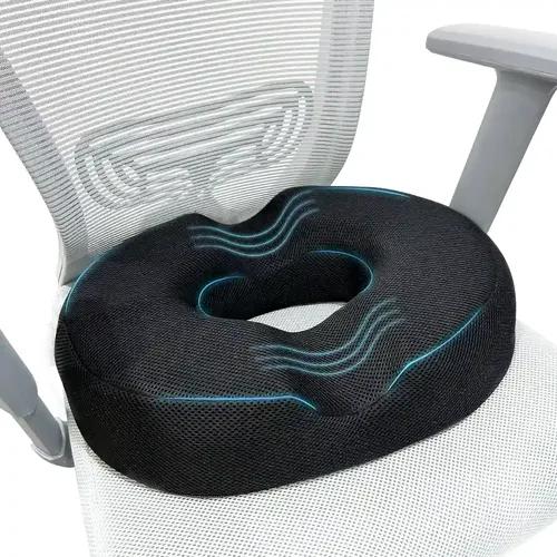 Sleepsia Cool Gel Memory Foam Donut Pillow - Piles Pillow, Tailbone Pain Seat Support Ring Pillow (Black)