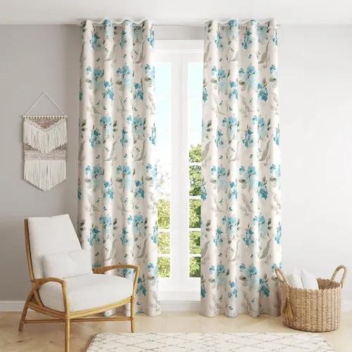 TRANCE HOME LINEN 100% Cotton 9 Feet Curtains for Long Doors | Printed Parda for Living, Bed Room Long Doors (Tashi Blue - Set of 2, 9ft Long Door Curtains)