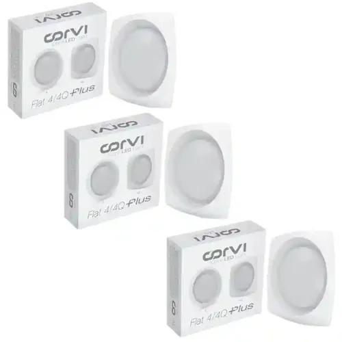 COrVI Led Flat 4Q Round, 6Watt (Warm White) Pack of 3