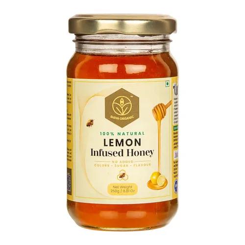 Shiva Organic Lemon Infused Organic Honey 250 grams 100% Natural Organic and Pure Honey No Added Sugar No Added Color Flavour Unadulterated