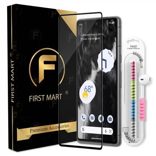 FIRST MART Premium Tempered Glass for Google Pixel 7 5G with Edge to Edge Coverage and Cable Protector and Easy Installation Kit, Pack of 1