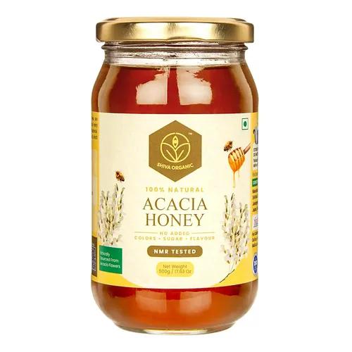 Shiva Organic Acacia Flower Honey - 500gm | NMR Tested | 100% Natural and Pure Honey | No Added Sugar, Flavour