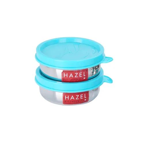 HAZEL Container for Kitchen Storage Set of 2 | Stainless Steel Storage Box for Kitchen & Tiffin Boxes | Small Air Tight Containers for Storage with Leak Proof Lid, 90 ML Each