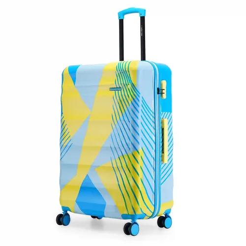 Nasher Miles Chicago Hard-Sided Polycarbonate Printed Check-in Luggage Lemon Teal 28 inch | 75cm Trolley Bag Suitcase