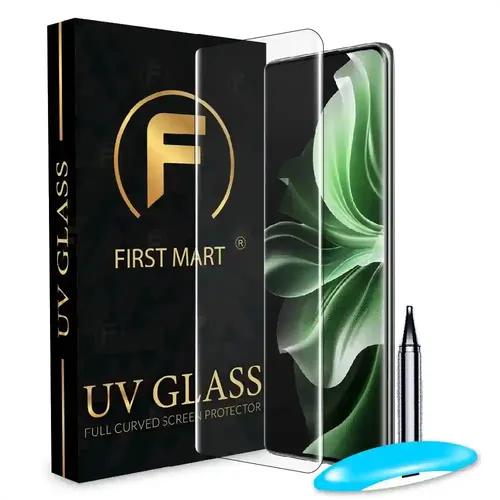 FIRST MART Tempered Glass for Oppo Reno 11 5G / Oppo Reno 11 Pro 5G with Edge to Edge Full Screen Coverage and Easy UV Glue Installation Kit, Pack of 1