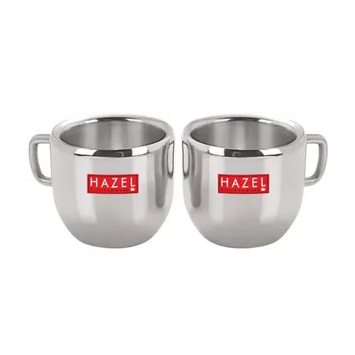 HAZEL Stainless Steel Tea/Coffee Cup - 2 Pieces, Silver, 100 ml