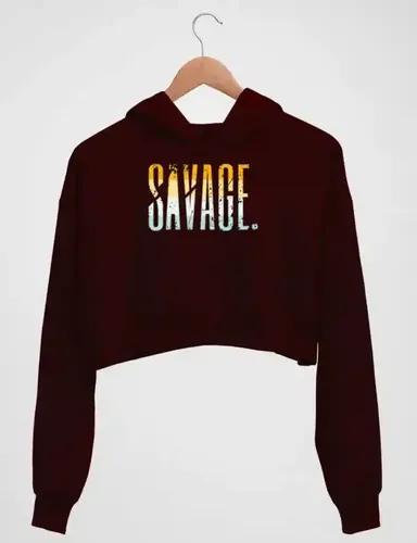 Savage - Women's crop hoodie - Maroon - XS