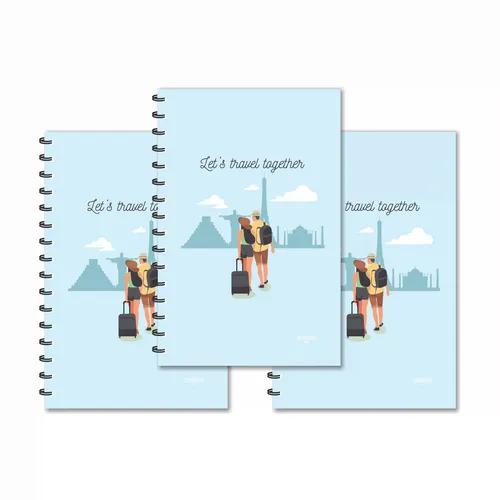 Lets Travel Together Couple Ruled Diaries - Pack Of 3 Designer