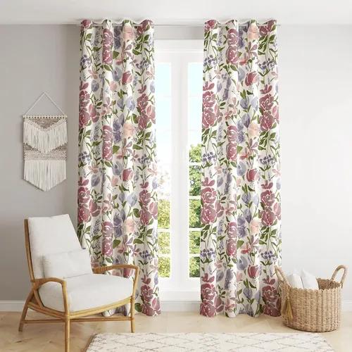 TRANCE HOME LINEN 100% Cotton 9 Feet Curtains for Long Doors | Printed Parda for Living, Bed Room Long Doors (Huvu Lilac - Set of 2, 9ft Long Door Curtains)