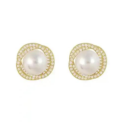 Circular Spiral Vintage Pearl Stud Earring