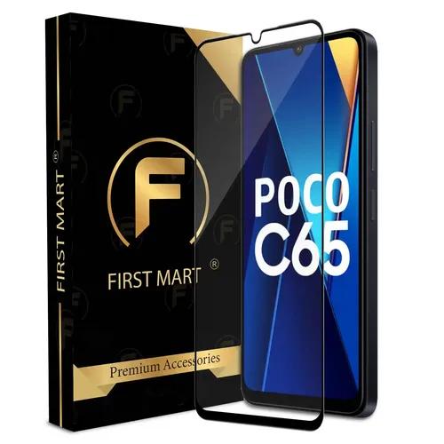 FIRST MART Premium Tempered Glass for Poco C65 5G / Redmi 13C / Redmi 13C 4G with Edge to Edge Coverage and Easy Installation Kit, Pack of 1